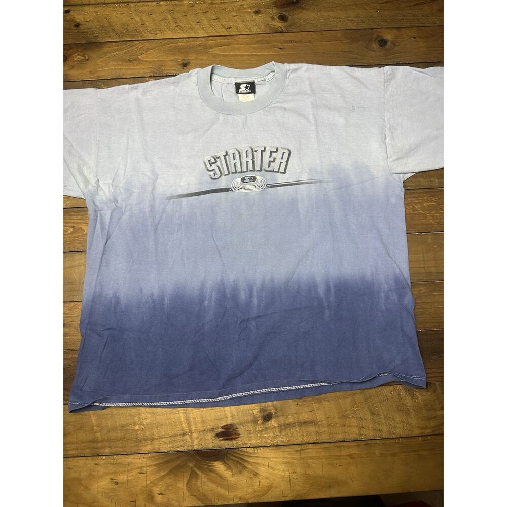Vintage Y2K Starter Tie Die Style Grunge Skater Shirt Men’s L Blue Faded